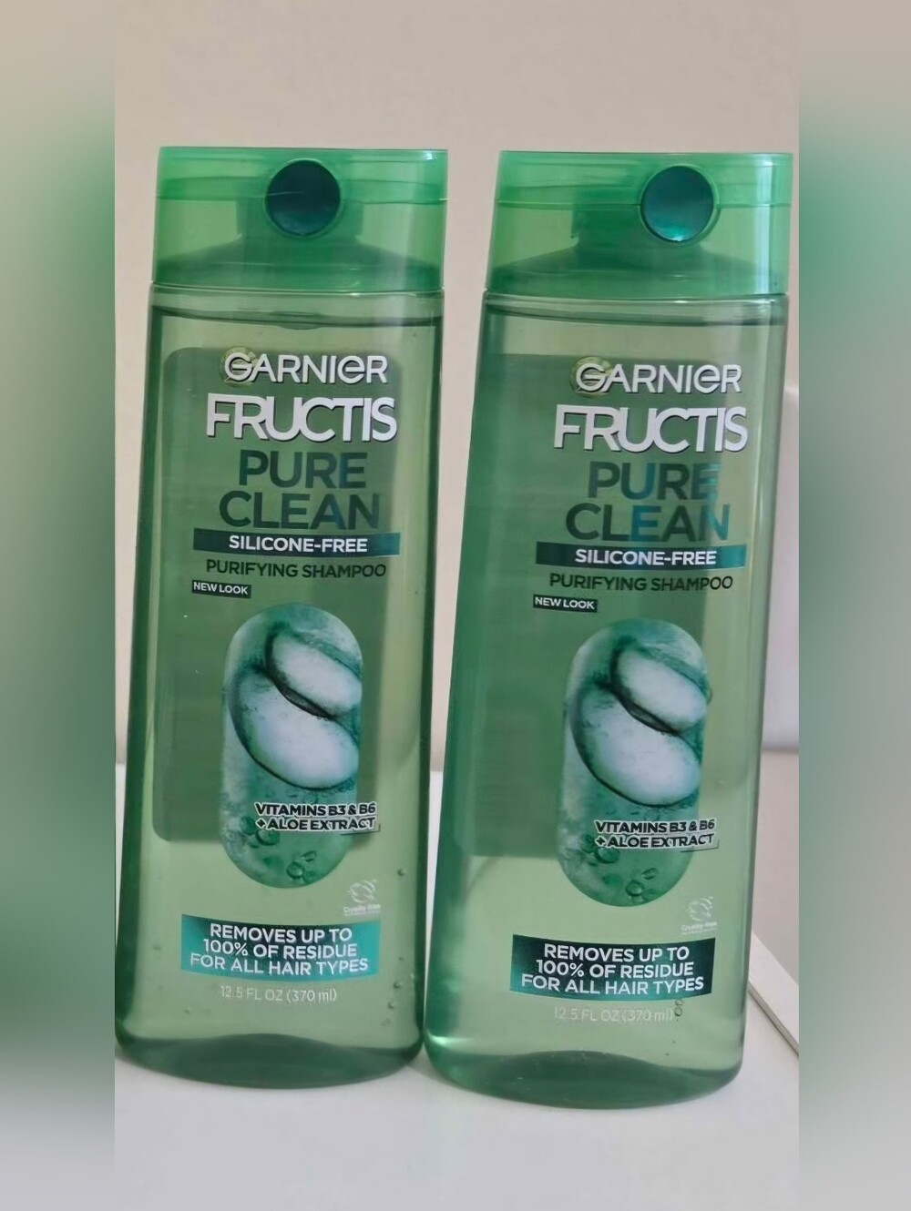 New Garnier Fructis Pure Clean Purifying Shampoo - 2 Green Bottles 12.5oz Ea